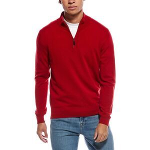 Mette Mens  Cashmere 1/4-Zip Mock Neck Sweater, Red